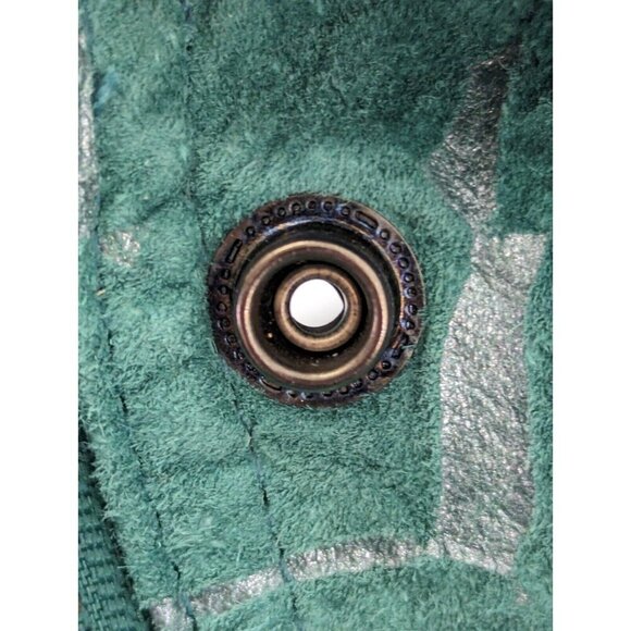 Paris Sport Club Womens Suede Turquoise Bomber Jacket Vtg Size Large Leaf Motif - Picture 13 of 16